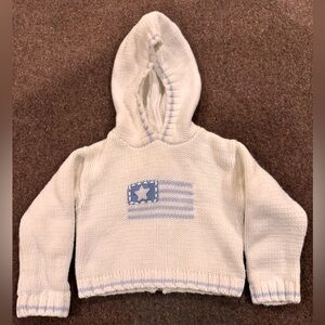 Hartstrings Cream and Blue Hooded Kids Sweater